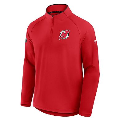 Men's Fanatics Red New Jersey Devils Authentic Pro Rink Training Quarter-Zip Pullover