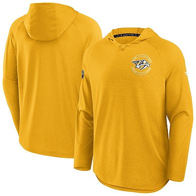 Men's Fanatics Gold Nashville Predators Authentic Pro Rink Raglan Hoodie