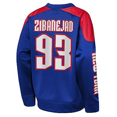 Youth Outerstuff Mika Zibanejad Blue New York Rangers Best Defense Name & Number Crewneck Sweatshirt