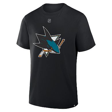 Men's Fanatics Macklin Celebrini Black San Jose Sharks Authentic Stack Name & Number T-Shirt