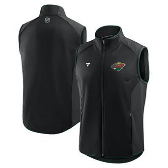 Men's Fanatics Black Minnesota Wild Authentic Pro Rink Full-Zip Vest