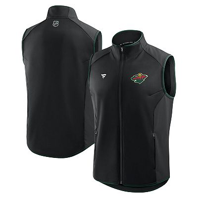 Men's Fanatics Black Minnesota Wild Authentic Pro Rink Full-Zip Vest