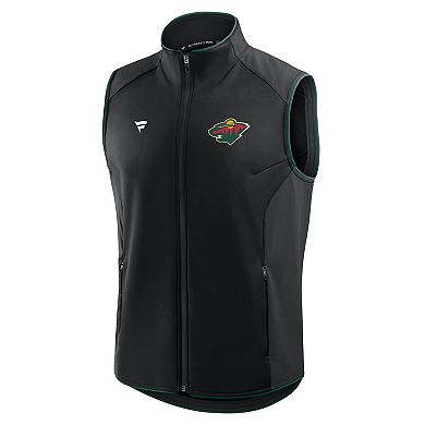 Men's Fanatics Black Minnesota Wild Authentic Pro Rink Full-Zip Vest