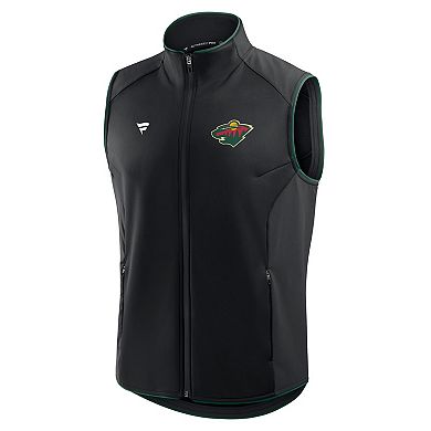 Men's Fanatics Black Minnesota Wild Authentic Pro Rink Full-Zip Vest