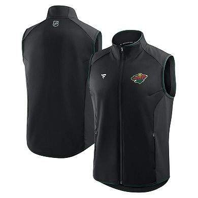 Men's Fanatics Black Minnesota Wild Authentic Pro Rink Full-Zip Vest