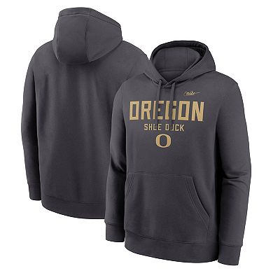 Men's Nike Anthracite Oregon Ducks Shoe Duck Club Fleece Hoodie