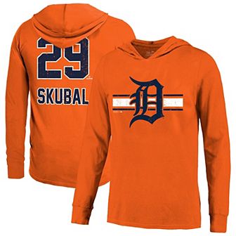 Men's Majestic Threads Tarik Skubal Orange Detroit Tigers Lightweight Name & Number Hoodie