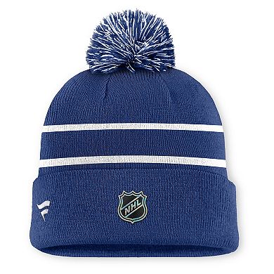 Men's Fanatics Blue Toronto Maple Leafs Authentic Pro Rink Cuffed Knit Hat with Pom