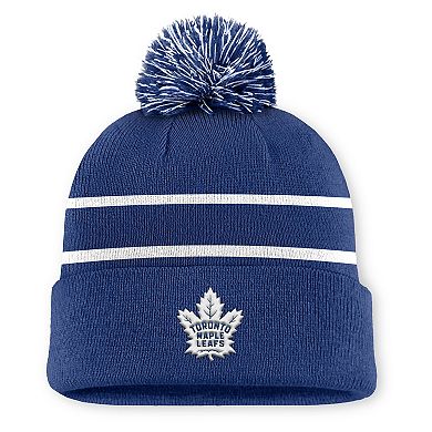 Men's Fanatics Blue Toronto Maple Leafs Authentic Pro Rink Cuffed Knit Hat with Pom
