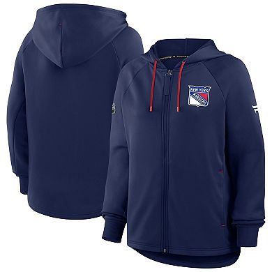 Women's Fanatics Navy New York Rangers Authentic Pro Rink Raglan Full-Zip Hoodie