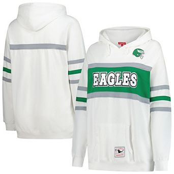 Women's Mitchell & Ness White Philadelphia Eagles Plus Size Head Coach Throwback Pullover Hoodie