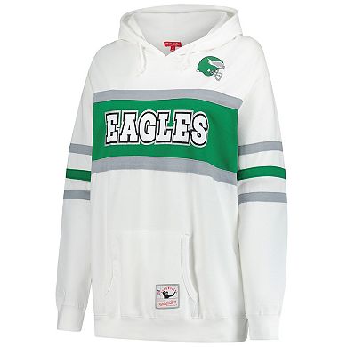Women's Mitchell & Ness White Philadelphia Eagles Plus Size Head Coach Throwback Pullover Hoodie