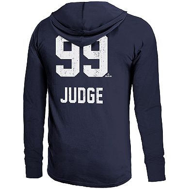 Men's Majestic Threads Aaron Judge Navy New York Yankees Lightweight Name & Number Hoodie