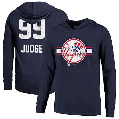 Men's Majestic Threads Aaron Judge Navy New York Yankees Lightweight Name & Number Hoodie