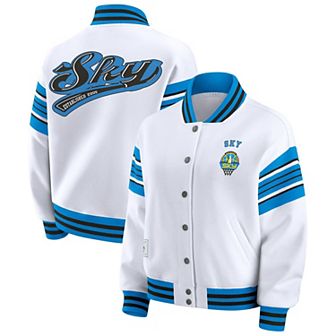 Women's WEAR by Erin Andrews White/Sky Blue Chicago Sky Plus Size Full-Snap Fleece Sweatshirt Jacket