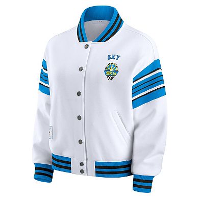 Women's WEAR by Erin Andrews White/Sky Blue Chicago Sky Plus Size Full-Snap Fleece Sweatshirt Jacket