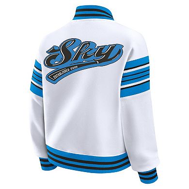 Women's WEAR by Erin Andrews White/Sky Blue Chicago Sky Plus Size Full-Snap Fleece Sweatshirt Jacket