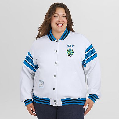 Women's WEAR by Erin Andrews White/Sky Blue Chicago Sky Plus Size Full-Snap Fleece Sweatshirt Jacket