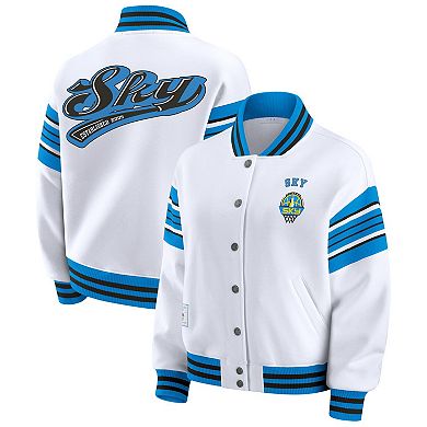 Women's WEAR by Erin Andrews White/Sky Blue Chicago Sky Plus Size Full-Snap Fleece Sweatshirt Jacket