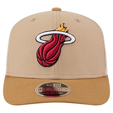Men's New Era Tan/Light Brown Miami Heat Two-Tone 9SEVENTY Adjustable Trucker Hat