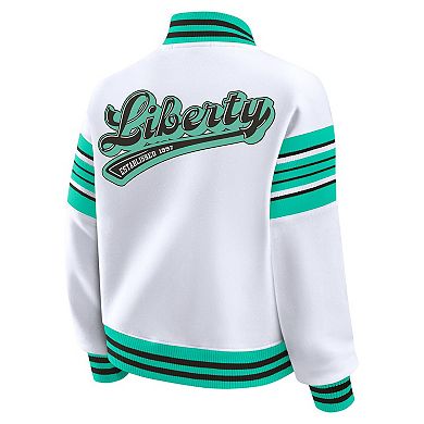 Women's WEAR by Erin Andrews White/Mint New York Liberty Plus Size Full-Snap Fleece Sweatshirt Jacket