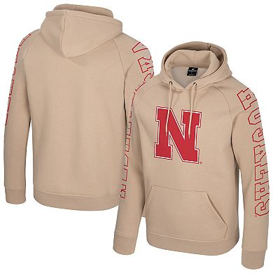 Men's Colosseum Tan Nebraska Huskers Big Break Raglan Hoodie