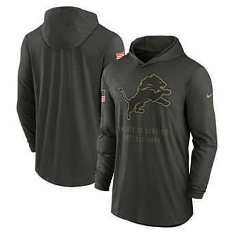 Men's Nike Forest Green Detroit Lions 2025 Salute to Service Sideline Dri-FIT Lightweight Hooded Pullover