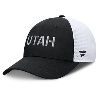 Men's Fanatics Black/White Utah Mammoth Authentic Pro Rink Lockup Adjustable Trucker Hat