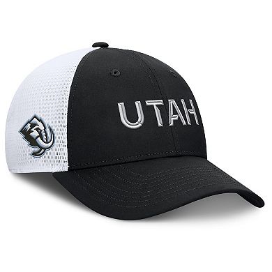 Men's Fanatics Black/White Utah Mammoth Authentic Pro Rink Lockup Adjustable Trucker Hat