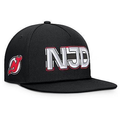 Men's Fanatics Black New Jersey Devils Authentic Pro Rink Team Code Snapback Hat