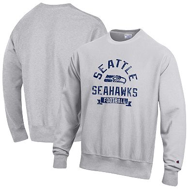 Men's Champion Heather Gray Seattle Seahawks Reverse Weave Fleece Pullover Sweatshirt