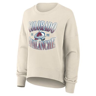 Women's Fanatics Cream Colorado Avalanche Oversized Slice Pullover Sweatshirt