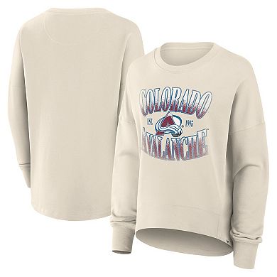 Women's Fanatics Cream Colorado Avalanche Oversized Slice Pullover Sweatshirt