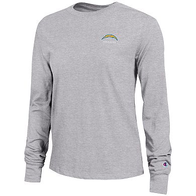Women's Champion Heather Gray Los Angeles Chargers Core Long-Sleeve T-Shirt