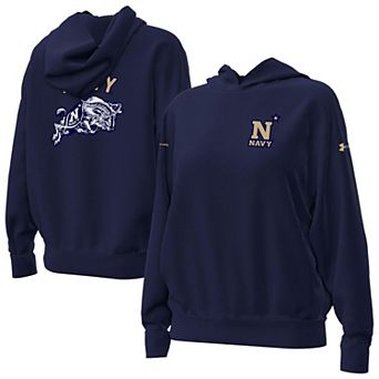 Women's Under Armour Navy Navy Midshipmen Oversized Gameday Icon Hoodie