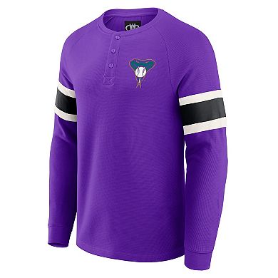 Men's Darius Rucker Collection by Fanatics Purple Arizona Diamondbacks Waffle-Knit Raglan Long Sleeve Henley T-Shirt