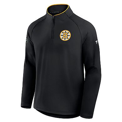 Men's Fanatics Black Boston Bruins Authentic Pro Rink Training Quarter-Zip Pullover