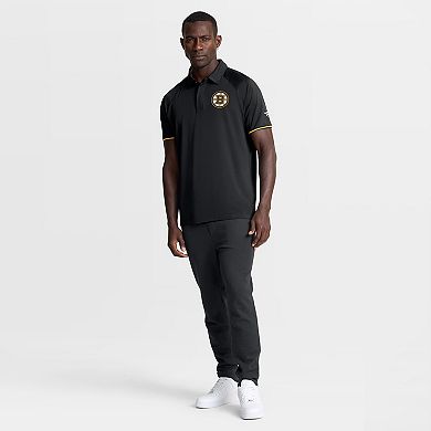 Men's Fanatics Black Boston Bruins Authentic Pro Rink Raglan Polo