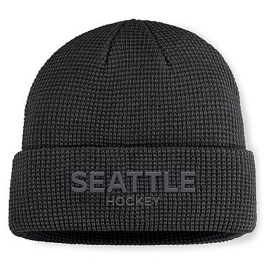 Men's Fanatics Black Seattle Kraken Authentic Pro Road Cuffed Knit Hat