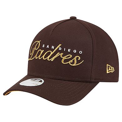 Women's New Era Brown San Diego Padres Metallic A-Frame 9FORTY Adjustable Hat