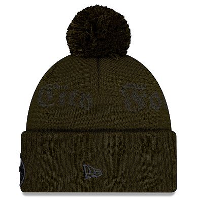 Men's New Era Gotham Green New York Jets 2025 Rivalries Collection Sideline Cuffed Knit Hat with Pom