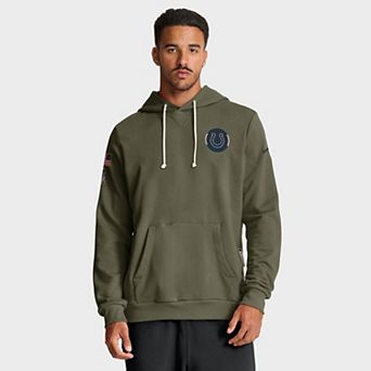 Men's Nike Olive Indianapolis Colts 2025 Salute to Service Sideline Standard Issue Dri-FIT Hoodie
