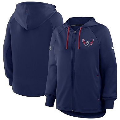 Women's Fanatics Navy Washington Capitals Authentic Pro Rink Raglan Full-Zip Hoodie