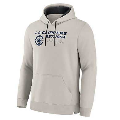 Men's Fanatics Off White LA Clippers Crossover Collection Blocked Shot Premium Pullover Hoodie