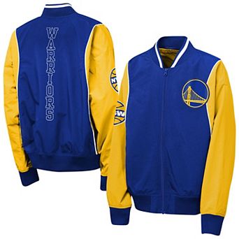 Youth Outerstuff Royal/Gold Golden State Warriors Two-Pointer Full-Zip Windbreaker