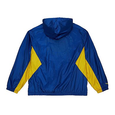 Men's Mitchell & Ness Royal Golden State Warriors Playmaker Full-Zip Hooded Windbreaker Jacket