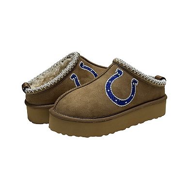 Women's Cuce Tan Indianapolis Colts Chestnut Slip On Boots with Crystal Logo