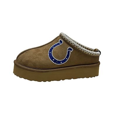 Women's Cuce Tan Indianapolis Colts Chestnut Slip On Boots with Crystal Logo