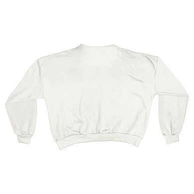 Women's Pressbox White Florida State Seminoles Oversized Janice Retro Waist-Length Sweatshirt