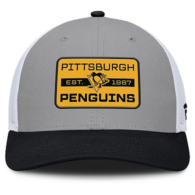 Men's Fanatics Gray/Black Pittsburgh Penguins Fundamental Adapt Trucker Adjustable Hat